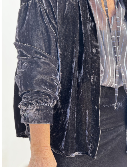 Camisa de terciopelo gris