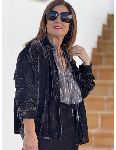 Camisa de terciopelo gris