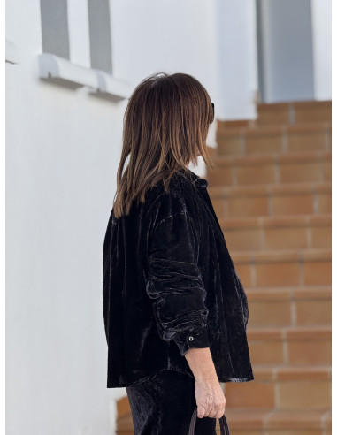 Camisa de terciopelo gris