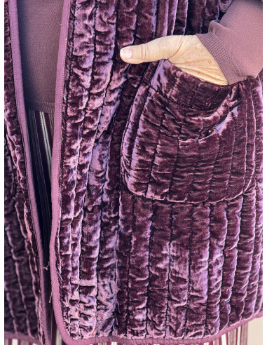 Kimono acolchado de terciopelo granate
