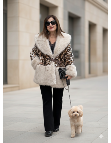 🐾✨ Abrigo de Pelo Sintético Animal Print y...
