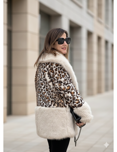 🐾✨ Abrigo de Pelo Sintético Animal Print y...