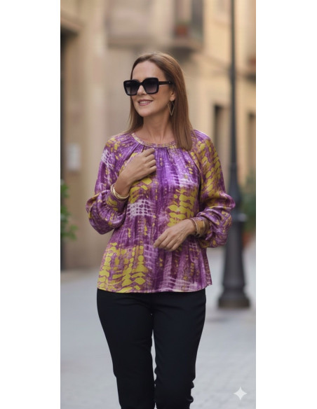 👚 Blusa Satén Malva y Lima