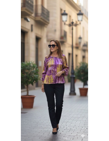 👚 Blusa Satén Malva y Lima