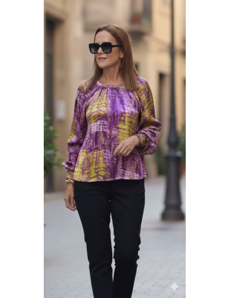 👚 Blusa Satén Malva y Lima