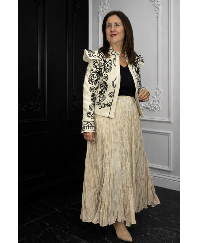 Falda cruda Fluida con Efecto Arrugado y Cintura Elástica