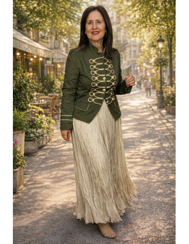 Chaqueta verde tipo army con botones y...