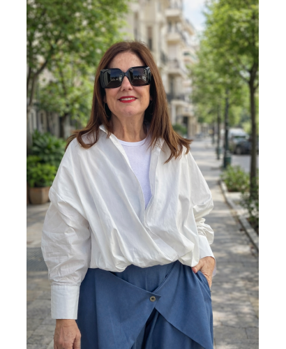 Blusa Blanca con Interior de Canale y Bajo Elástico 2