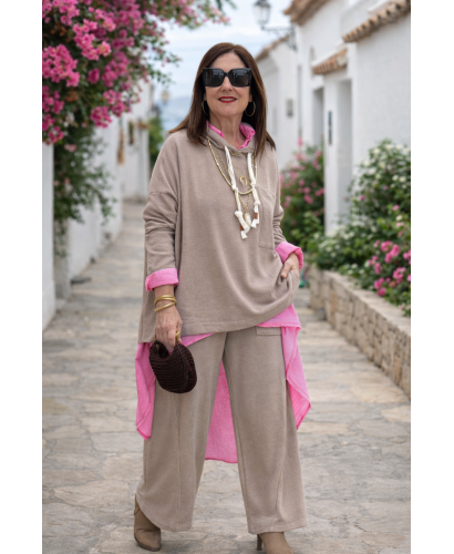 Conjunto tostado 100% Algodón con Capucha