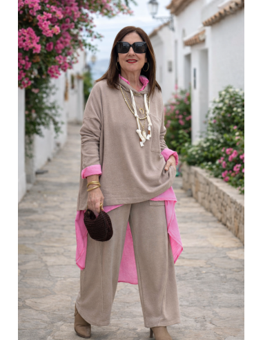 Conjunto tostado 100% Algodón con Capucha