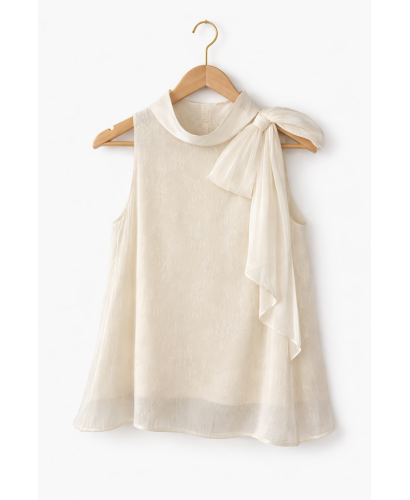 Blusa Tipo Seda Fría con Lazo en Hombro 2