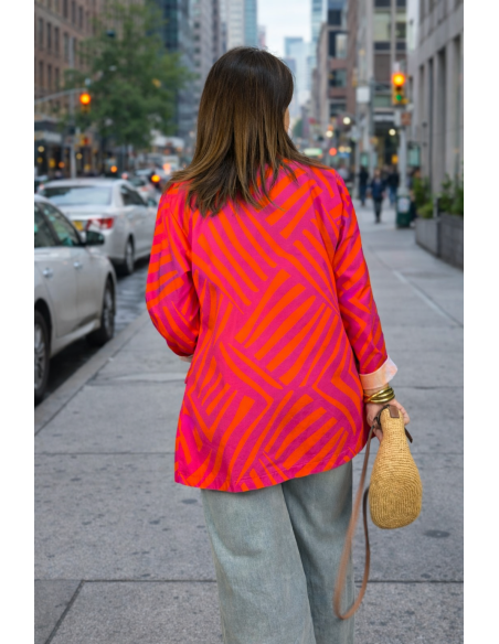 Chaqueta Naranja y Rosa con Parches Frontales