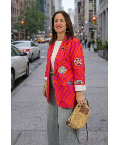 Chaqueta Naranja y Rosa con Parches Frontales 2