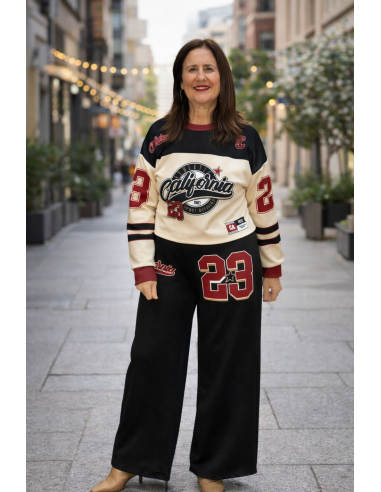 Conjunto Dos Piezas Negro y Crudo Estampado