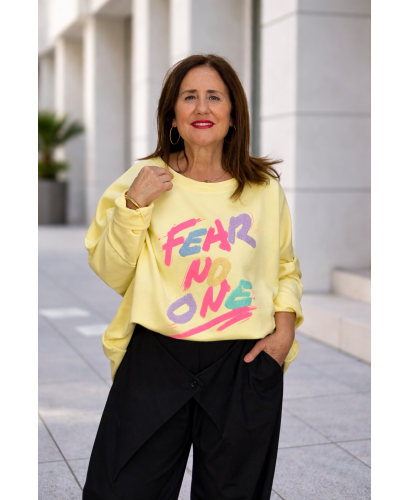 Sudadera Amarilla Oversize con Letras Flúor