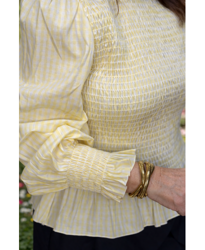 Blusa Amarilla Rayas con Nido de Abeja 2