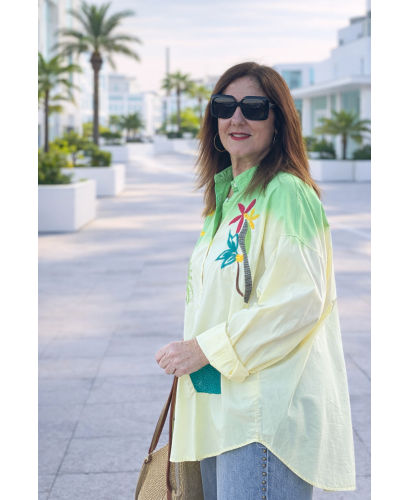 Camisa Bordada Verde Degradada 2