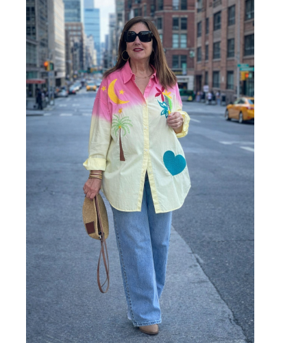 Camisa Bordada Rosa Degradada 2