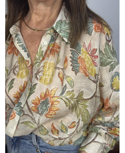 Camisa Estampada Floral en Crudo 2
