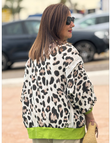 Sudadera Animal Print Hi Flúor Verde