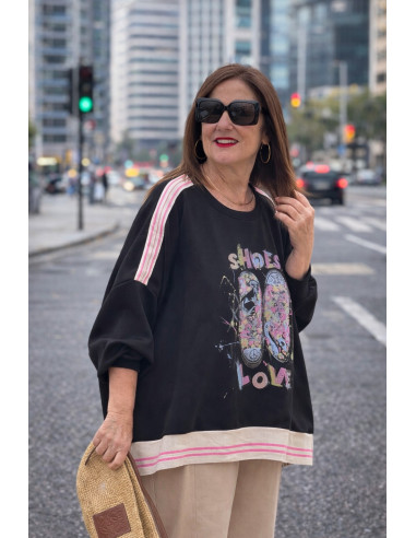 Sudadera Sneakers Flúor negra