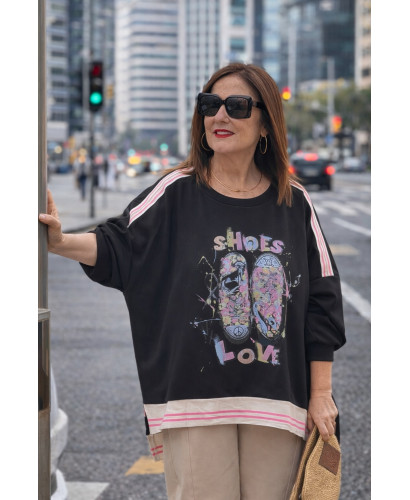 Sudadera Sneakers Flúor negra