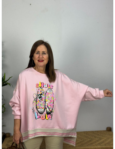 Sudadera Sneakers rosa