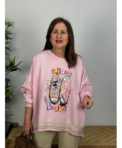 Sudadera Sneakers rosa