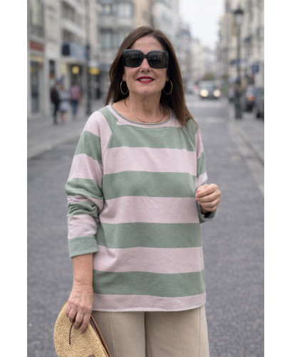 Sudadera Camiseta Rayas Candy Rosa-Verde 2