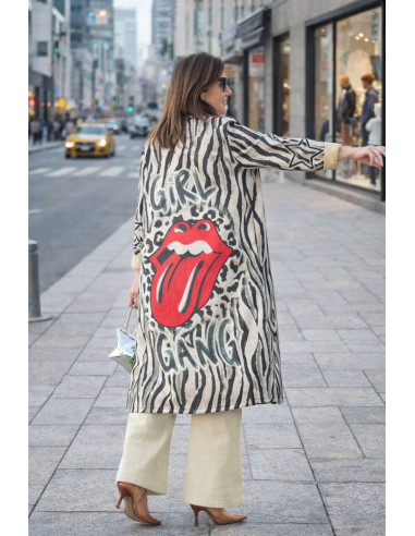 Abrigo de antelina con estampado Rolling