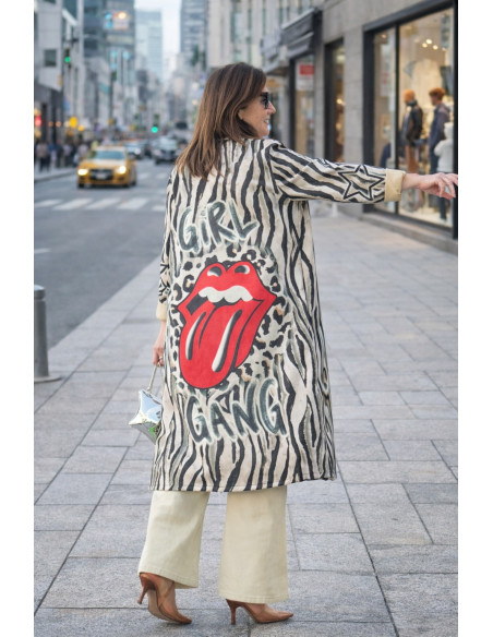 Abrigo de antelina con estampado Rolling
