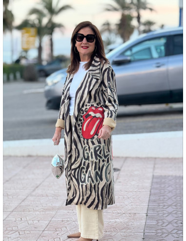 Abrigo de antelina con estampado Rolling