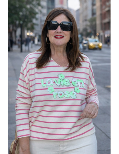 Camiseta Rose Rayas rosa