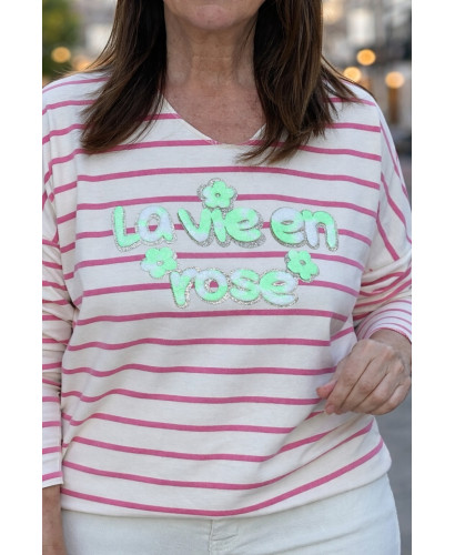 Camiseta Rose Rayas rosa 2