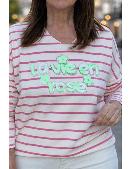 Camiseta Rose Rayas rosa