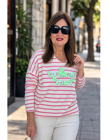 Camiseta Rose Rayas rosa