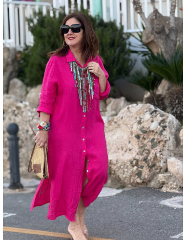 Vestido Camisero Lino rosa
