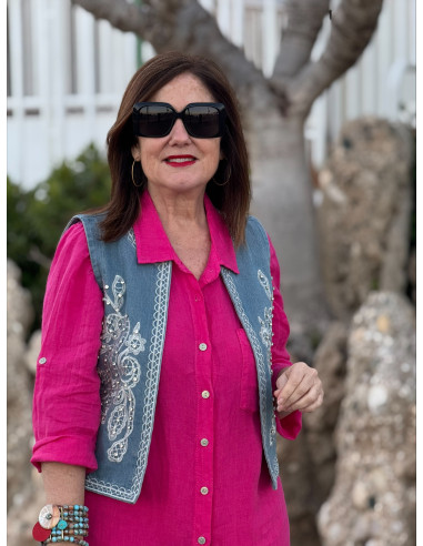 Vestido Camisero Lino rosa