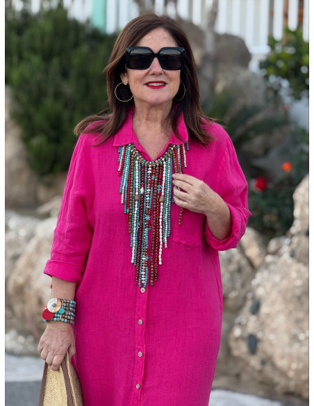 Vestido Camisero Lino rosa