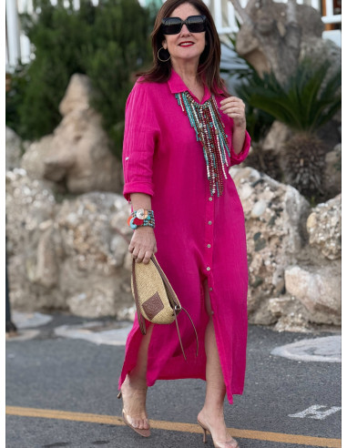 Vestido Camisero Lino rosa
