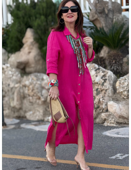 Vestido Camisero Lino rosa