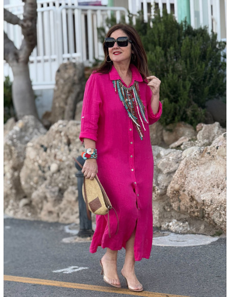 Vestido Camisero Lino rosa
