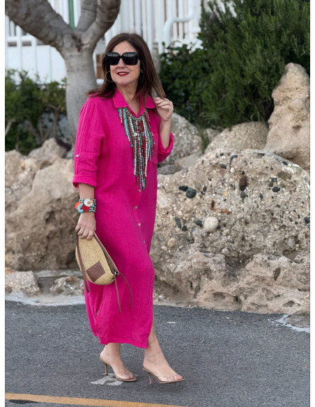 Vestido Camisero Lino rosa