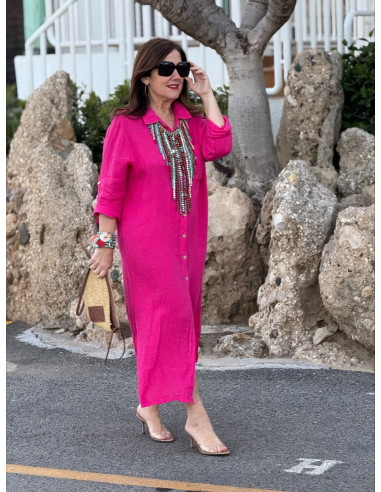 Vestido Camisero Lino rosa