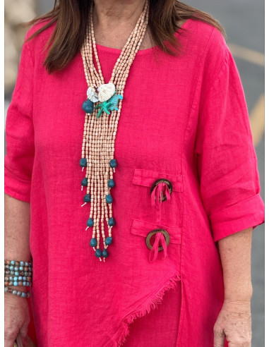 Conjunto Lino Coral Asimétrico