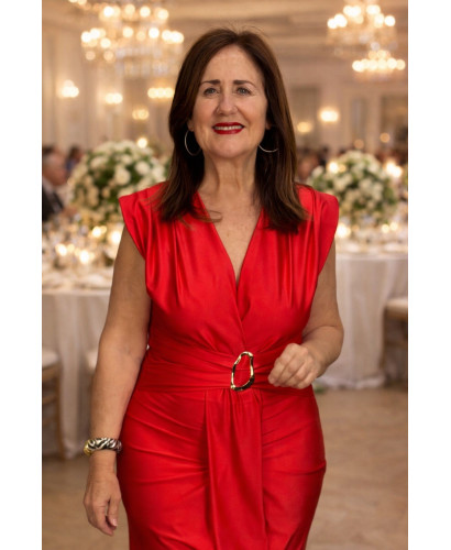 Vestido Gala Rojo Drapeado 2