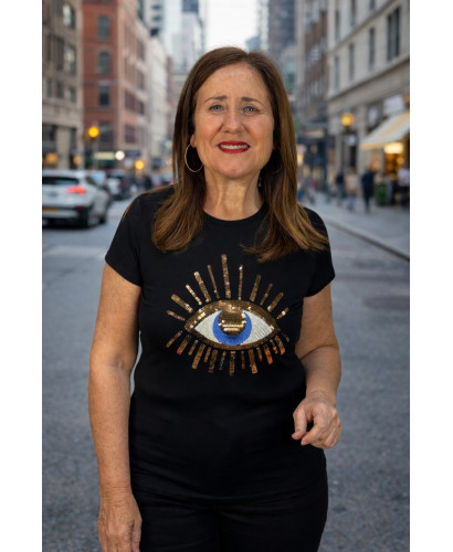 Camiseta Ojo Bordado Negra