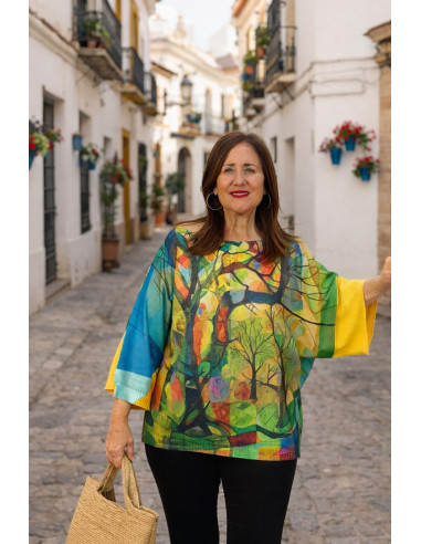 Suéter de hilo estampado multicolor