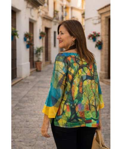 Suéter de hilo estampado multicolor 2