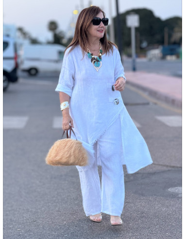 Conjunto Lino blanco Asimétrico